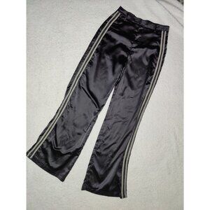 7 For All Mankind Black Satin Double Chain Wide Leg Track Pants 4 NWT 28x32